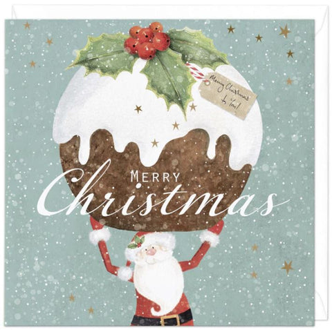 Santa Pudding Christmas Card