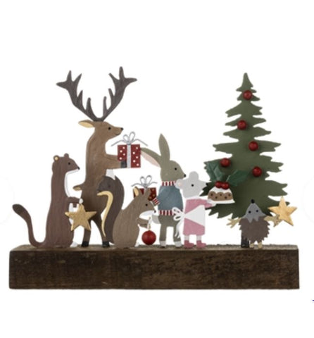 Shoeless Joe Festive Woodland Parade on Wooden Block