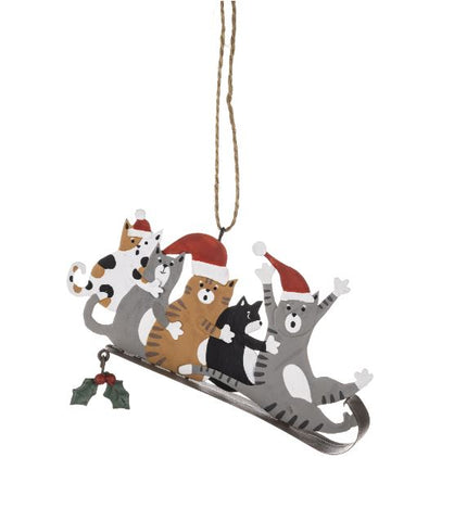 Five Cats on a Sledge Hanging Christmas Decoration from Shoeless Joe