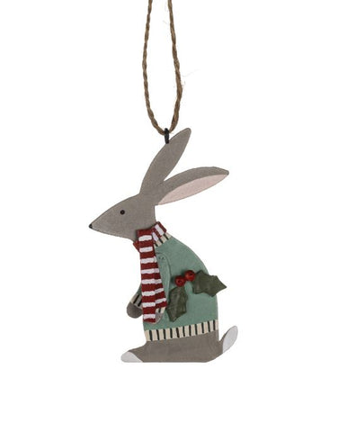 Hare in a Green Jumper Christmas Hanging Decoration from Shoeless Joe