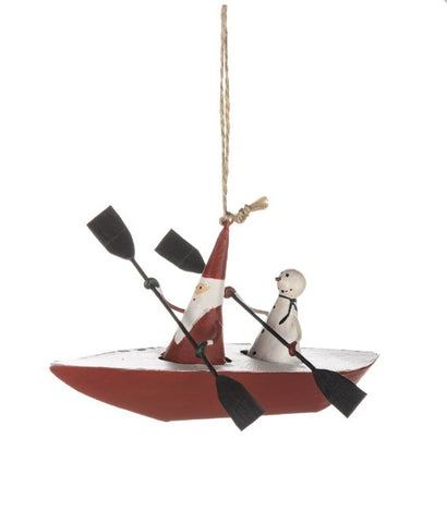 Kayak Santa and Snowman Christmas Decoration from Shoeless Joe