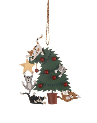 Shoeless Joe Naughty Cats in Tree Hanging Christmas Decoration