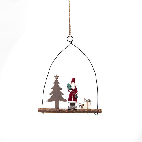 Santa with Tree and Presents Hanging Christmas Decoration from Shoeless Joe