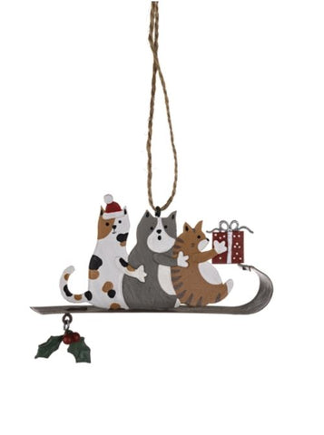 Three Cats on a Sledge Hanging Christmas Decoration from Shoeless Joe