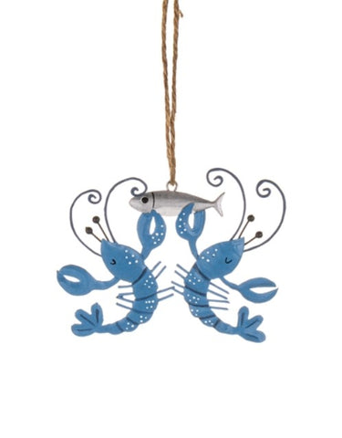 Shoeless Joe 'You Are My Lobster' pair of blue lobsters and fish Hanging Decoration