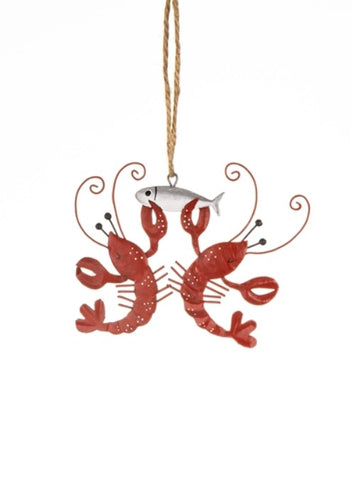 Shoeless Joe 'You Are My Lobster' pair of red lobsters and fish Hanging Decoration