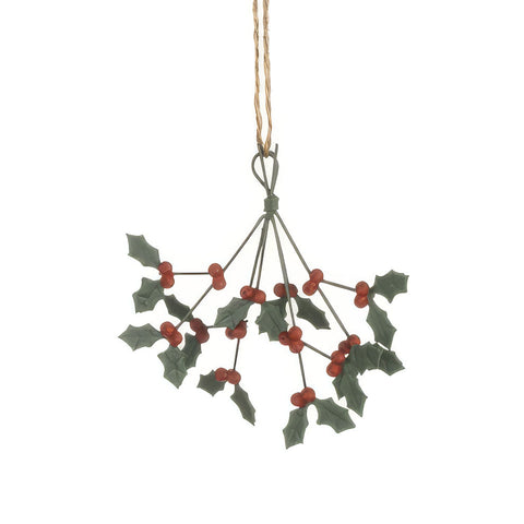 Shoeless Joe Tin Bunch of Holly Hanging Decoration