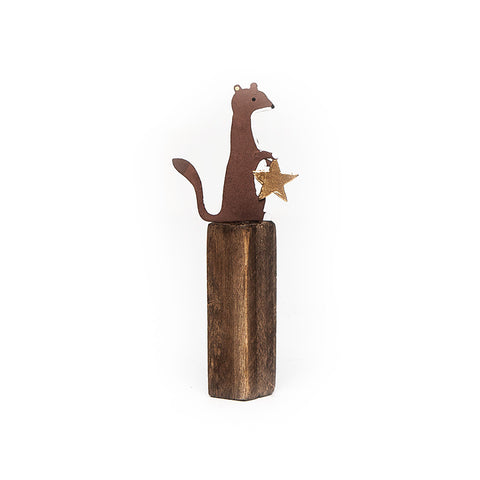 Shoeless Joe Festive Woodland Animal Posts Stoat