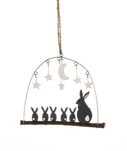 Shoeless Joe Star Gazing Rabbits Hanging Decoration