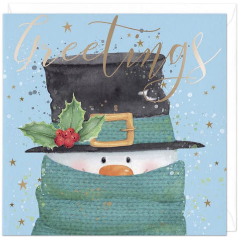 Snowman with Hat Christmas Card