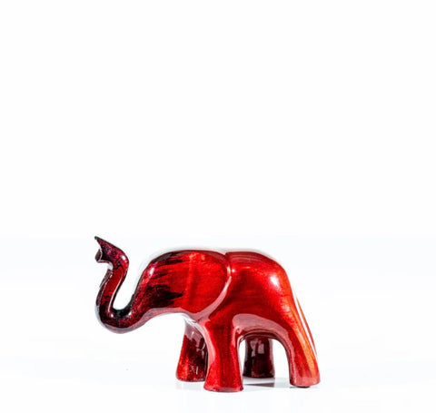 Medium Red Elephant Trunk Up by Tilnar Art