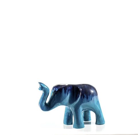 Brushed Aqua Elephant Trunk Up by Tilnar Art Medium