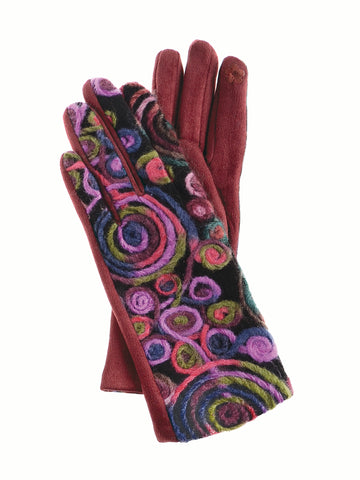 Hot Tomato Kaleidescope Free-Size Gloves Poly-Red & More