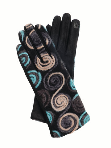 Hot Tomato Kaleidescope Free-Size Gloves Poly-Charcoal & More
