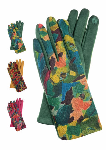 Hot Tomato Flora Fantasia - Free-Size Poly Suede Gloves Emerald