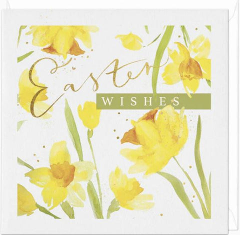 Wild Flower Daffodils Easter Wishes Greeting Card