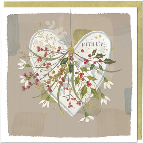 Christmas with Love Snowdrop Heart Christmas Card