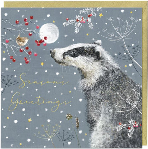 Festive Friends Badger Christmas Card