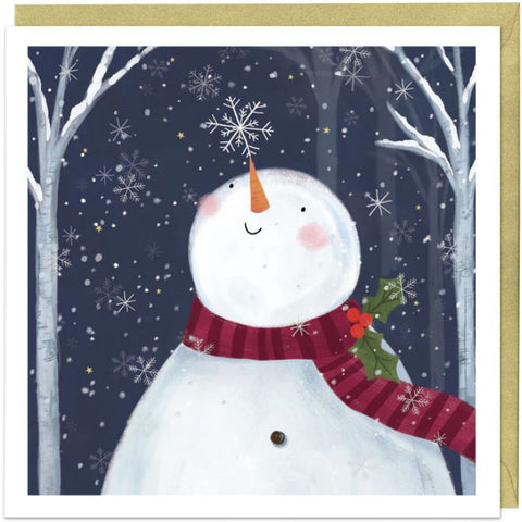 Gazing Snowman Christmas Card
