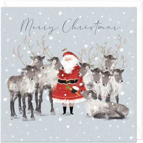 Santa and Reindeer Christmas Card