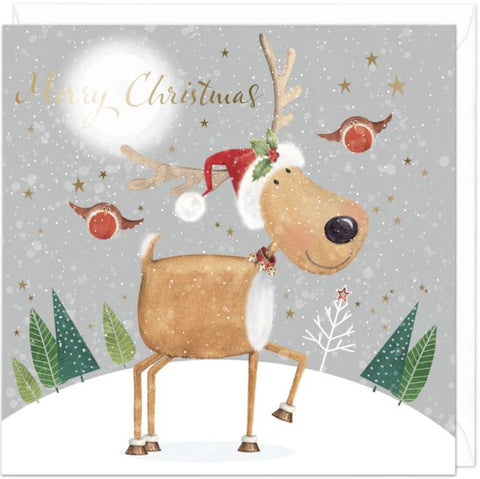 Deer and Robins Christmas Card from Whistlefish