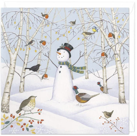 Snowman with Birds Christmas Card