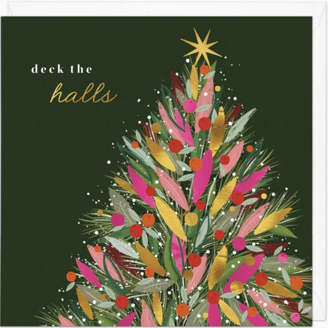 Pink and Gold Tree Christmas Card