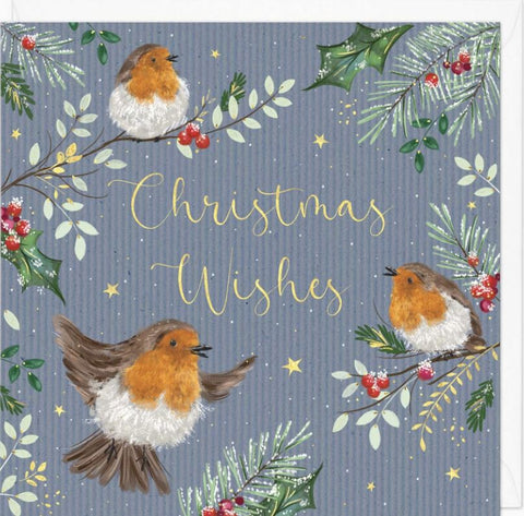 Robins On Branches Christmas Card