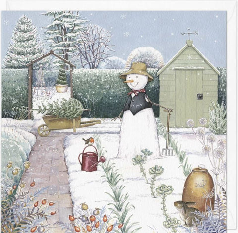 Garden Snowman Christmas Card
