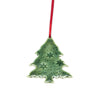 Angel Ceramics Large Green Glazed Tree with Flakes Hanging Christmas Decoration