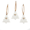 Angel Ceramics Set of Three Matt Trees with Gold Hearts Hanging Decorations