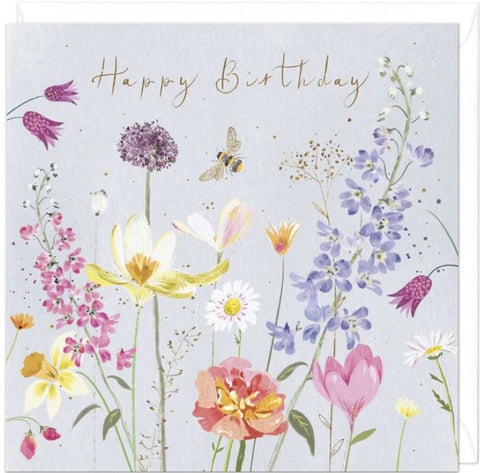 Bee and Snakeshead Fritillaria Floral Birthday Card from Whistlefish