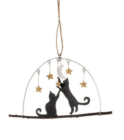 Shoeless Joe Cats Playing with the Moon Hanging Christmas Decoration