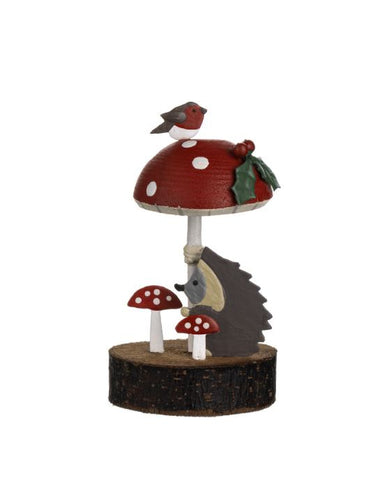 Shoeless Joe Hedgehog under Toadstool Decoration