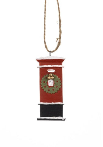 Shoeless Joe Post Box with Wreath Hanging Christmas Decoration