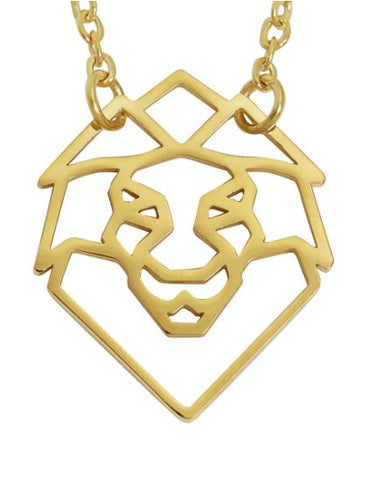 Annie Oak Lion Geometric Necklace in Gold