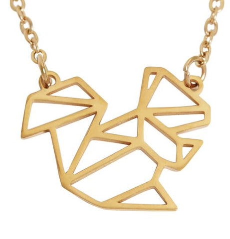 Annie Oak Squirrel Geometric Necklace in Gold