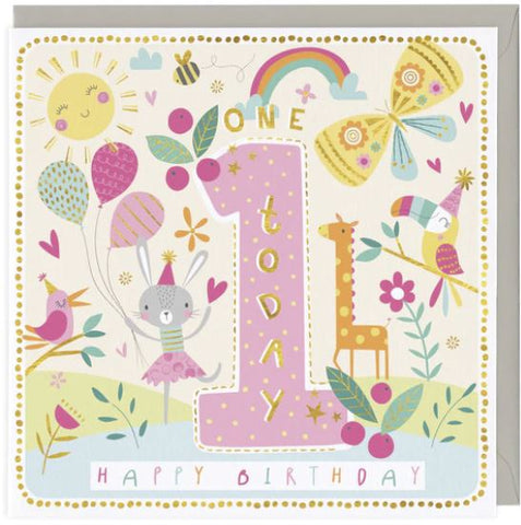 1 Today (Girl's) Happy Birthday Greetings Card
