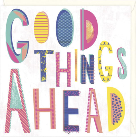 Good Things Ahead Neon Typography Card