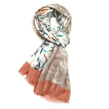 Neutural Shades Scarf with Bamboo Design