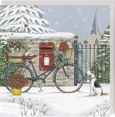 Bike by the Postbox Christmas Card