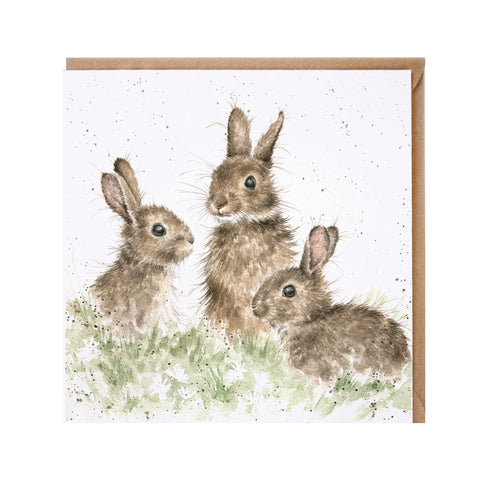 Born Free Greeting Card from Wrendale three rabbits