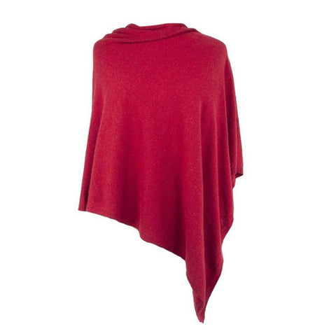 Italian Wool/Cashmere Ruby Red Poncho from Cadenza