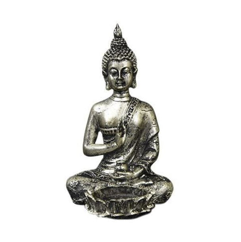 Buddha Candle Holder Silver Effect