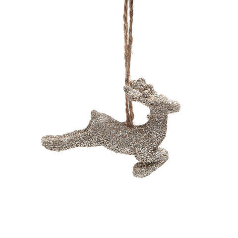 Heaven Sends Gold Sparkling Deer with Twine Hanging Decoration