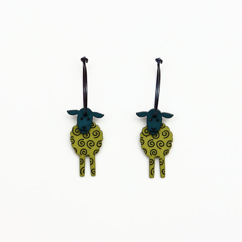 Lene Lundberg K-Form Chartreuse/Teal Sheep Earrings