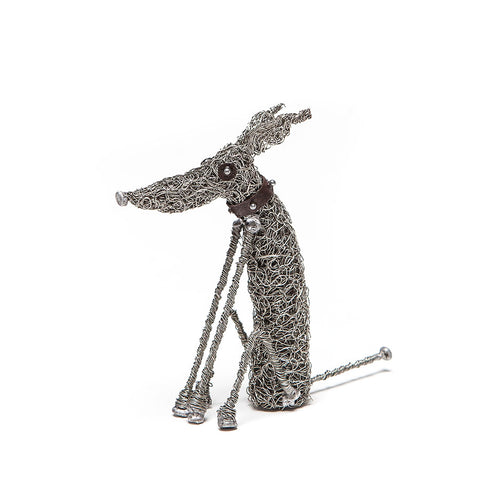 Knitted Wire Sitting Hound Sculpture by Sarah Jane Brown