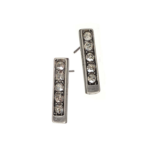Hot Tomato Silver Totem Studs with Five Crystals Earrings