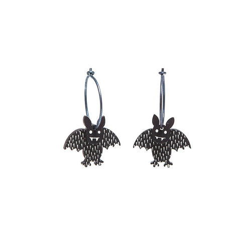 Lene Lundberg K-Form Speckled Black Bat Earrings