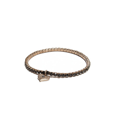 BC2256F - Bracelet Elastique Grosses Perles Brillantes Noir avec Charm  Etoile Pierre Style Marbre